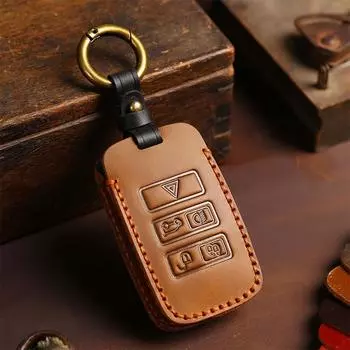 Кожаный чехол для ключа автомобиля с 5 кнопками для Land Rover Freelander 2 2006 - 2012 Uncut Blade Auto Parts Replacement Remote Case чёрный