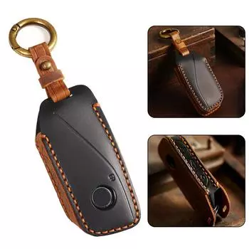 Кожаный чехол для ключа автомобиля с отделкой сумки для ключей с дистанционным управлением, черные автомобильные детали