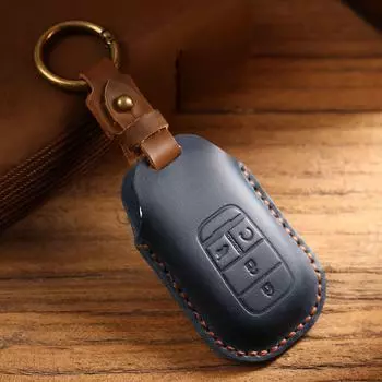 Кожаный чехол для ключа Honda Civic 12-го поколения Crazy Horse 3 keys синий
