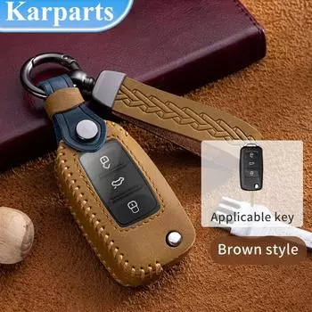 Кожаный чехол для ключей автомобиля для Volkswagen VW Polo Golf Passat Tiguan Beetle Caddy T5 Up Eos Skoda Octavia Seat Leon Altea A синий