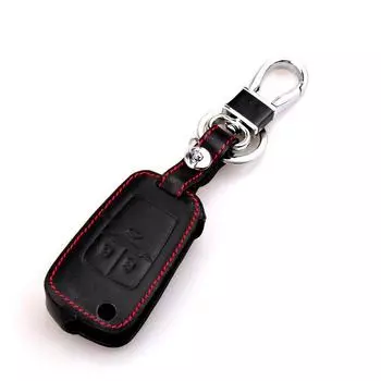 Кожаный чехол для ключей Chevrolet Cruze, Aveo, Malibu - держатель для ключей с 2, 3, 4 кнопками Folding 4-Button чёрный