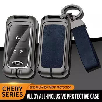 Кожаный чехол для ключей из цинкового сплава, защитный чехол для Chery Tiggo 3 5X 4 8 Glx 7 2019 2020 с брелоком, аксессуары для авто ключей