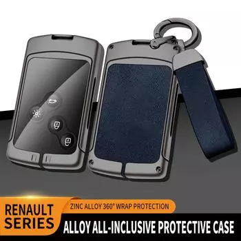 Кожаный чехол для ключей из цинкового сплава для Renault Duster Captur Clio Logan Megane Koleos Scenic Nema Fluence Zoe, автозапчасти