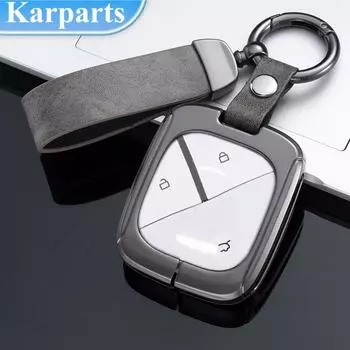 Кожаный чехол для ключей из цинкового сплава, чехол-цепочка для Wuling Air EV Smart Keyless Remote Fob Holder, защитный брелок чёрный