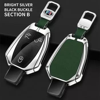 Кожаный чехол для ключей из цинкового сплава, брелок для Mercedes Benz ACES Class GLA CLA GLK GLC CLS W204 W463 W176 W251 W205 AMG