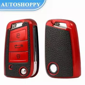 Кожаный чехол для ключей из ТПУ для VW Golf 7 MK7 Tiguan MK2 для SEAT Ateca Leon FR 2 Ibiza для Skoda Octavia A7 чёрный