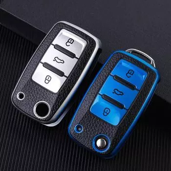 Кожаный чехол для ключей от автомобиля, полная защита, сумка для VW Volkswagen Polo Tiguan Passat Golf Jetta Lavida Skoda Keychain