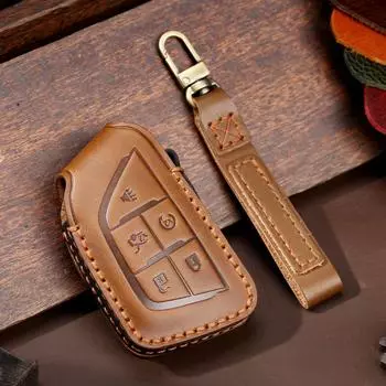 Кожаный чехол для ключей от машины, 5 кнопок, 6 кнопок, защитный чехол с пультом дистанционного управления для Cadillac CT4 CT5 CT4-V C8 Corvette 2020 2021 Escalade