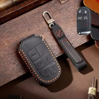 Кожаный чехол для ключей от машины, брелок для Jeep Renegade Grand Cherokee для Dodge Ram Charger 1500 Challenger Chrysler 300C Journey