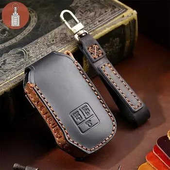 Кожаный чехол для ключей от машины, брелок, аксессуары для Kia 7 Button K5 Sorento Sportage R Stinger Carnival EX SX Fiesta, держатель для ключей чёрный