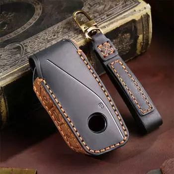Кожаный чехол для ключей от машины, держатель для BMW Ix X7 I7 XM 2023, брелок для ключей, автомобильные аксессуары, автомобильный Стайлинг, держатель, брелок в виде ракушки чёрный