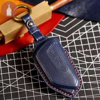 Кожаный чехол для ключей от машины для VW Volkswagen Golf 8 MK8 ID 3 ID 4 для Skoda Octavia 4 A8 Seat Leon MK4 Cupra Formentor чёрный