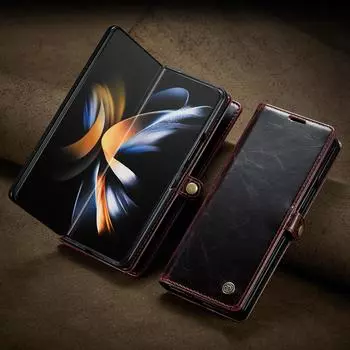 Кожаный чехол для мобильного телефона с защитой от царапин для Samsung Galaxy Z Fold 4 5g Fold4 Fold3 Fold 3, нескользящий полный защитный чехол for Samsung z fold 3 чёрный