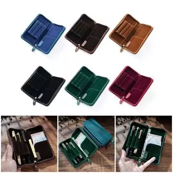 Кожаный чехол для перьевой ручки, большая вместимость, сумка для канцелярских принадлежностей, пенал с 3 отделениями, держатель для ручек для студентов чёрный