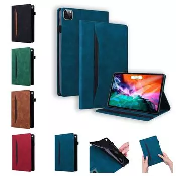 Кожаный чехол для планшета в деловом стиле с вкладышем для карточек для Apple iPad/Samsung Tab/Huawei Matepad/Amazon/Lenovo Tab/Redmi Pad/Oppo Pad/Nokia T20 Apple iPad Pro 9.7 (2016) чёрный