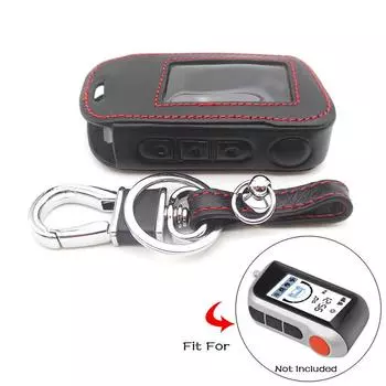 Кожаный чехол для России A93 / A63 Сигнализация Дистанционный брелок Защитный чехол для ключей Russia A93/A63 Case чёрный/красный