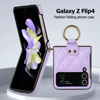 Кожаный чехол для Samsung Galaxy Z Flip4 Filp3, складной чехол для телефона с кольцом, классический стиль, карманный защитный чехол для huawei P50 Samsung Galaxy Z Flip3 белый