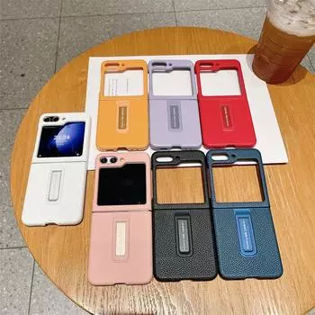 Кожаный чехол для Samsung Z Flip5 с карманом для складного экрана и подставкой Vivo X Flip