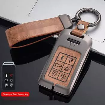 Кожаный чехол для смарт-ключа автомобиля Volvo S60 S80 V40 V60 V70 XC60 XC70 Smart Keyless Remote 6 кнопок защитные аксессуары