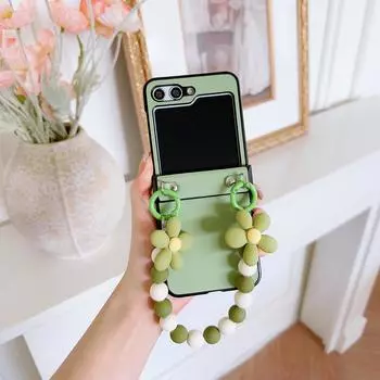 Кожаный чехол для телефона с цветочными бусинами для Samsung Galaxy Z Flip 5 4 3 Flip5 Flip4 Flip3 5G противоударный защитный жесткий чехол Galaxy Z Flip5 синий