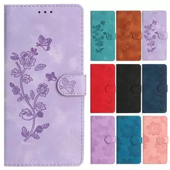 Кожаный чехол для телефона Samsung A54 A34 A24 A14 A04 A13 A23 A33 A53 Galaxy S23 Ultra Чехлы 3d чехол с бабочкой и цветком, держатель для карт Samsung S23 Ultra