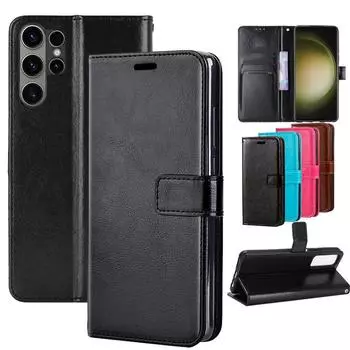 Кожаный чехол для телефона Samsung Galaxy S23 Ultra Plus, чехол-книжка-бумажник для Galaxy S 23 Ultra Plus S23Ultra S23Plus, чехлы-сумки для телефонов Samsung Galaxy S23 Ultra чёрный