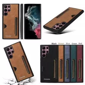 Кожаный чехол для телефона в стиле ретро для Samsung Galaxy S23 S20 S21 FE S24 S22 Ultra Plus S9 S10 Note20 Ultra Wallet Card Holder Co Galaxy Note20 чёрный