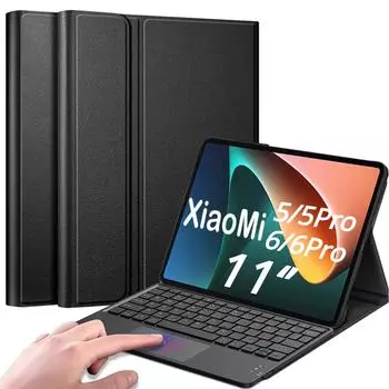 Кожаный чехол для Xiaomi Mi Pad 6 Pro, чехол для планшета, беспроводная Bluetooth-клавиатура с сенсорной панелью для Xiaomi MiPad 5, 6, противоударный чехол с подставкой Mi Pad 5/5Pro 11inch чёрный