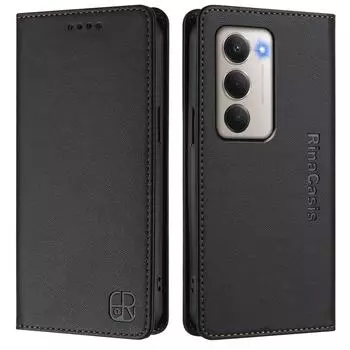 Кожаный чехол для Xiaomi Redmi 15 5G RINACASIS RC01 Чехол для телефона с RFID-блокировкой Кошелек Подставка Black