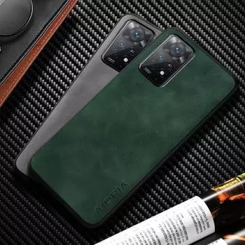 Кожаный чехол для Xiaomi Redmi Note 11 Pro Plus 11S 11T 5G, простой, шелковистый на ощупь, прочный чехол для Redmi Note 11 Pro, чехол Funda Note 11 Pro Plus 5G темно серый