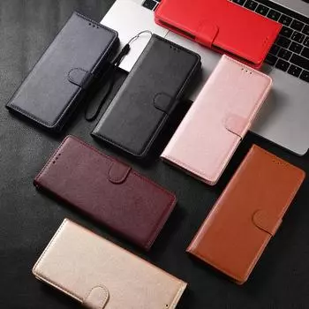 Кожаный чехол для Xiaomi Redmi Note 13 12 12S 11 11S 10 S 9 9S 8 7 Pro Max 8T Redmi 10 10A 10C 9A 9C Coque Flip Wallet Funda Redmi note12 pro(5G)&Case & Strap чёрный