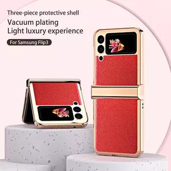 Кожаный чехол Ebesfous с петлями для Samsung Galaxy Z Flip 3, складной экран Z Flip3 5g, защита от падения «все включено» for Galaxy Z Flip 3 белый