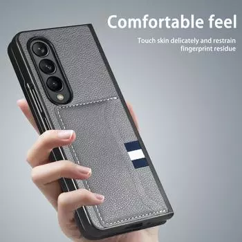 Кожаный чехол Fold4 Fold3 Fold2 с слотом для карт для Samsung Galaxy Z Fold4 Fold 4 5g Zfold4 Fold 3 2 Matter Cover for Samsung Z Fold 4 синий