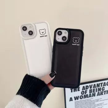 Кожаный чехол Happy Bear для Iphone Xr Xsmax X 13 12 11 Promax 14 Pro Max, мягкий силиконовый чехол для телефона с милым мультяшным рисунком for iphone XR