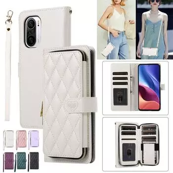 Кожаный чехол-книжка-бумажник на ремешке с застежкой-молнией для XiaoMi 13T Pro 12T 11T POCO X5 X3 NFC F3 RedMi Note 13 12 11 11S 10 10S Google Pixel 8 7 6 7A чехол XiaoMi 11T (11T Pro) белый