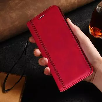 Кожаный чехол-книжка-бумажник-раскладушка для телефона Samsung Galaxy A04S A14 A34 A54 A53 S21 FE S22 S23 Ultra Plus Xiaomi Poco X5 iPhone 14 13 12 11 Pro Max For Samsung Galaxy A04S красный