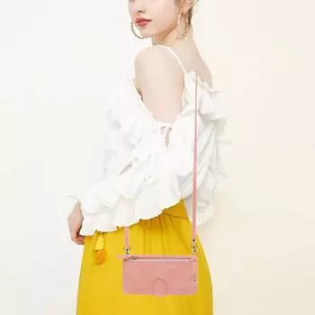 Кожаный чехол-книжка через плечо для iPhone 14, Samsung S21, Google, Fujitsu, Sony, Huawei - в японском и корейском стиле iPhone XS Max фиолетовый