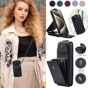 Кожаный чехол-книжка через плечо с отделением для карточек для iPhone 15 14 Plus 13 12 11 Pro Max XSMAX для Samsung S24 S23 S22 S21 S20 Ultra Plus A15 A54 iPhone 6/6S синий