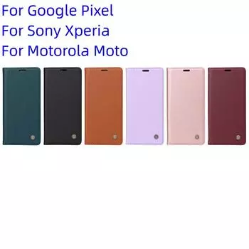 Кожаный чехол-книжка из искусственной кожи с подставкой для телефона, кожаный чехол с картой для Google Pixel/Sony Xperia/Motorola Moto Case Motorola Moto G84 чёрный