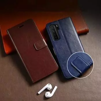 Кожаный чехол-книжка-кошелек для Samsung Galaxy S23 FE S24 Ultra A14 A24 A34 A54 Redmi 13C 12C 10C 9C Note 12 11 iPhone 15 14 13 Pro Max, крышка слота для карт For iPhone 11 синий