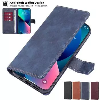 Кожаный чехол-книжка-кошелек с магнитной пряжкой для iPhone 15 14 Plus 13 12 11 Pro Max XSMax для Samsung S23 S22 S21 S20 Ultra Plus Note 20 Ultra A14 A54 A53 iPhone 6/6S синий