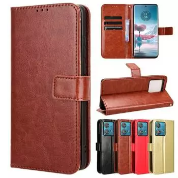 Кожаный чехол-книжка с отделением для карт и подставкой для Motorola Moto Edge 40 Neo 30 Fusion, защитный противоударный держатель, полная защита для бизнеса Moto Edge 30 Fusion коричневый