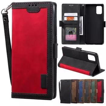 Кожаный чехол-книжка с отделениями для карт в стиле ретро для Samsung S23 S22 S21 S20 Ultra Plus S21 S20FE A13 A53 A54/iPhone 15 14 Plus 13 12Pro Max XS Max iPhone 6/6S чёрный