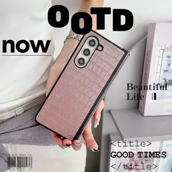 Кожаный чехол-книжка с текстурой крокодила для Samsung Galaxy Z Fold6 Fold5 Fold4 Fold3 Задняя крышка с петлями в стиле защитная оболочка от падения For Galaxy ZFold6 чёрный