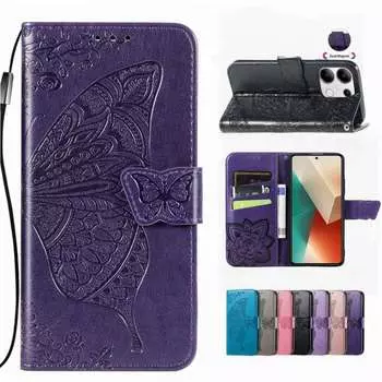 Кожаный чехол-книжка с узором «бабочка» для Motorola Moto G200 G71 G62 G60 G42 G32 G22 G20 G31 G30 G72 G84 5G G53 G35 G82 G75 G73 G54 G55 G34 Moto E22i чёрный