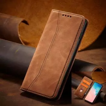 Кожаный чехол-книжка Samsung S10/S9PLUS с отделением для карт - Защитный чехол A51/A31/A50 A90 5G коричневый