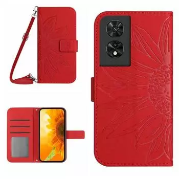 Кожаный чехол-книжка Skin Feel Sun Flower Embossed с ремешком For TCL 505 синий