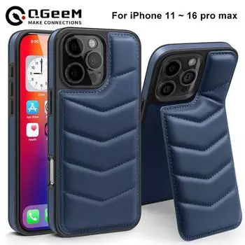 Кожаный чехол-кошелек для iPhone 16 Promax 15 Pro Max 14 Plus 13 12 11 держатель для карт MagSafe магнитный защитный чехол для зарядки iPhone 11 чёрный