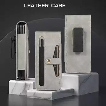 Кожаный чехол-кошелек-кошелек для мобильного телефона Samsung Z Fold 5, чехол для Samsung Galaxy Z Fold 5 Fold5, зажим для ремня, слот для карт, S Pen for Samsung Z Fold 5