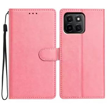Кожаный чехол-кошелек-подставка для телефона For Honor X6c 4G с удобным ремешком Rose Gold